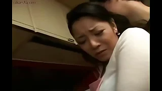 Hot Japanese Asian step Mom fucks her in Kitchen
